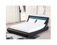 Manželská posteľ s roštom a osvetlením Felina 180x200 cm - čierna
