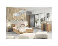 Posteľový rám s úložným priestorom Utah 160 - dub grandson zlatý / uni sivá