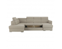 Rohová sedačka U s rozkladom a úložným priestorom Marieta P - béžová / tehlová