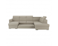 Rohová sedačka U s rozkladom a úložným priestorom Marieta P - béžová / tehlová