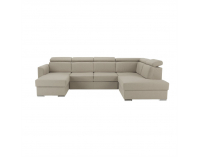 Rohová sedačka U s rozkladom a úložným priestorom Marieta P - béžová / tehlová