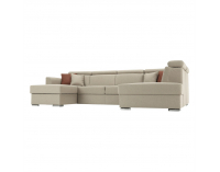 Rohová sedačka U s rozkladom a úložným priestorom Marieta P - béžová / tehlová