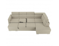 Rohová sedačka U s rozkladom a úložným priestorom Marieta P - béžová / tehlová