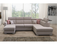 Rohová sedačka U s rozkladom a úložným priestorom Marieta P - béžová / tehlová