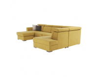 Rohová sedačka U s rozkladom a úložným priestorom Marieta P - žltá / hnedá