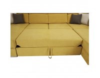 Rohová sedačka U s rozkladom a úložným priestorom Marieta P - žltá / hnedá