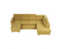Rohová sedačka U s rozkladom a úložným priestorom Marieta P - žltá / hnedá