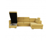 Rohová sedačka U s rozkladom a úložným priestorom Marieta P - žltá / hnedá