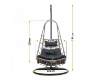 Závesné hojdacie kreslo Martinique - sivý ratan / tmavosivá poduška