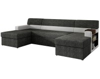 Rohová sedačka U s rozkladom a úložným priestorom Matosino P - čierna / biela