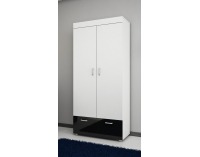 Šatníková skriňa Max MAX-05 2D - biela / čierny lesk