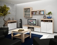Obývacia izba Max - sonoma svetlá / biely lesk