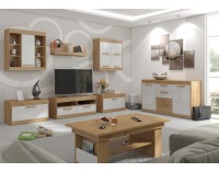Obývacia izba Maximus - dub artisan / biely lesk