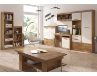 Obývacia izba Maximus - dub burgundský / biely lesk