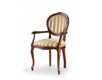 Rustikálne jedálenské kreslo Fotel L - hnedá / zlato-zelený vzor (A4 0305)