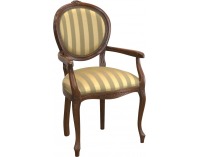 Rustikálne jedálenské kreslo Fotel L - hnedá / zlato-zelený vzor (A4 0305)