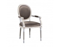 Rustikálne jedálenské kreslo Fotel T - biela patyna / tmavohnedá (B3 5064)