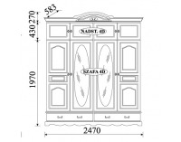 Rustikálna šatníková skriňa (nadstavba) Ol-Tar O 4D - toffi svetlý