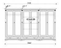 Rustikálna šatníková skriňa so zrkadlom Orfeusz O 6D - toffi