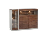Vitrína s osvetlením Siena SI-KB/D2 L/P - dub mocca / biela