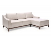 Rohová sedačka s rozkladom a úložným priestorom Via VI P - biela (Linea-A7 08) / mahagón vysoký lesk