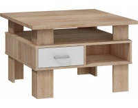 Konferenčný stolík Gamma - sonoma svetlá / biely vysoký lesk