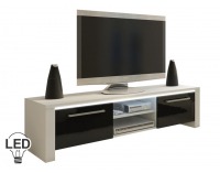 TV stolík Helix - biela / čierny vysoký lesk