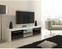 TV stolík Helix - biela / čierny vysoký lesk