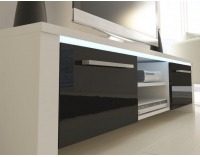 TV stolík Helix - biela / čierny vysoký lesk