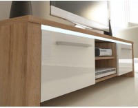 TV stolík Helix - sonoma svetlá / biely vysoký lesk