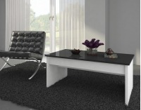 Konferenčný stolík Indila - biely mat / čierny vysoký lesk