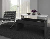 Konferenčný stolík Indila - čierny mat / biely vysoký lesk