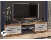 TV stolík Laguna - sonoma svetlá / biely vysoký lesk