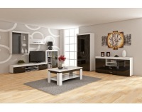 Komoda Mamba - biely mat / čierny lesk