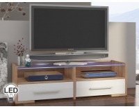 TV stolík Semprio - sonoma svetlá / biely vysoký lesk