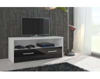 TV stolík Tirana - biela / čierny vysoký lesk