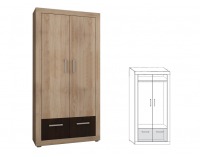 Šatníková skriňa Viki - sonoma svetlá / sonoma tmavá
