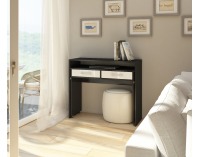 PC stolík Zoom - čierna / biely lesk