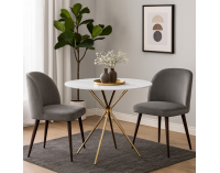 Jedálenský stôl Mekner 90 - biely mramor / gold chróm zlatá