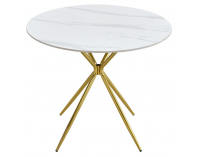 Jedálenský stôl Mekner 90 - biely mramor / gold chróm zlatá