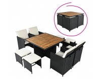 Záhradný nábytok z umelého ratanu Melford - čierna / krémová / prírodná