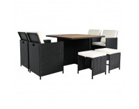 Záhradný nábytok z umelého ratanu Melford - čierna / krémová / prírodná