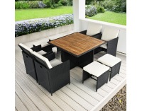 Záhradný nábytok z umelého ratanu Melford - čierna / krémová / prírodná