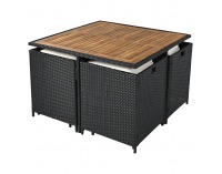 Záhradný nábytok z umelého ratanu Melford - čierna / krémová / prírodná