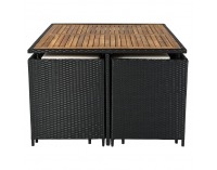 Záhradný nábytok z umelého ratanu Melford - čierna / krémová / prírodná