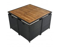 Záhradný nábytok z umelého ratanu Melford - čierna / krémová / prírodná