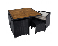 Záhradný nábytok z umelého ratanu Melford - čierna / krémová / prírodná