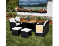 Záhradný nábytok z umelého ratanu Melford - čierna / krémová / prírodná