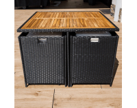 Záhradný nábytok z umelého ratanu Melford - čierna / krémová / prírodná