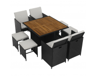 Záhradný nábytok z umelého ratanu Melford - čierna / krémová / prírodná